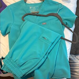 Figs Teal Blue Scrub Set
